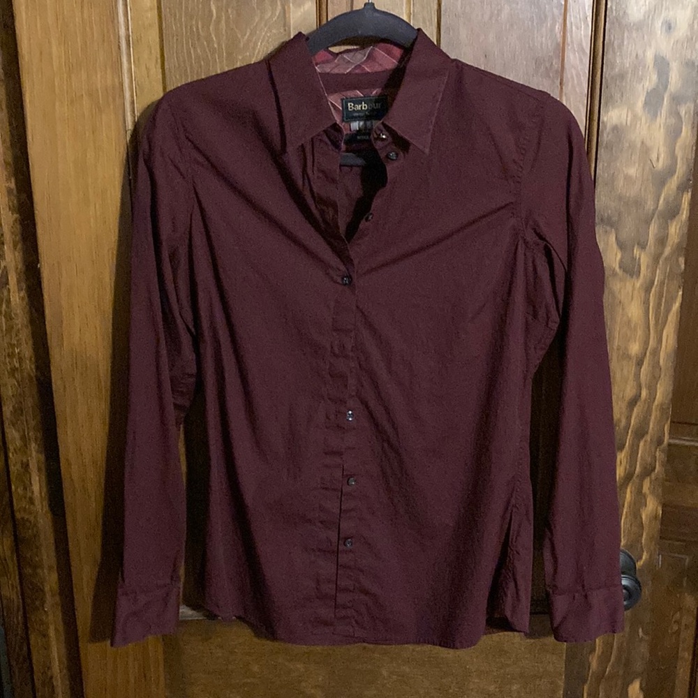 Barbour Button-Down Shirt Burgundy Winter Tartan 6